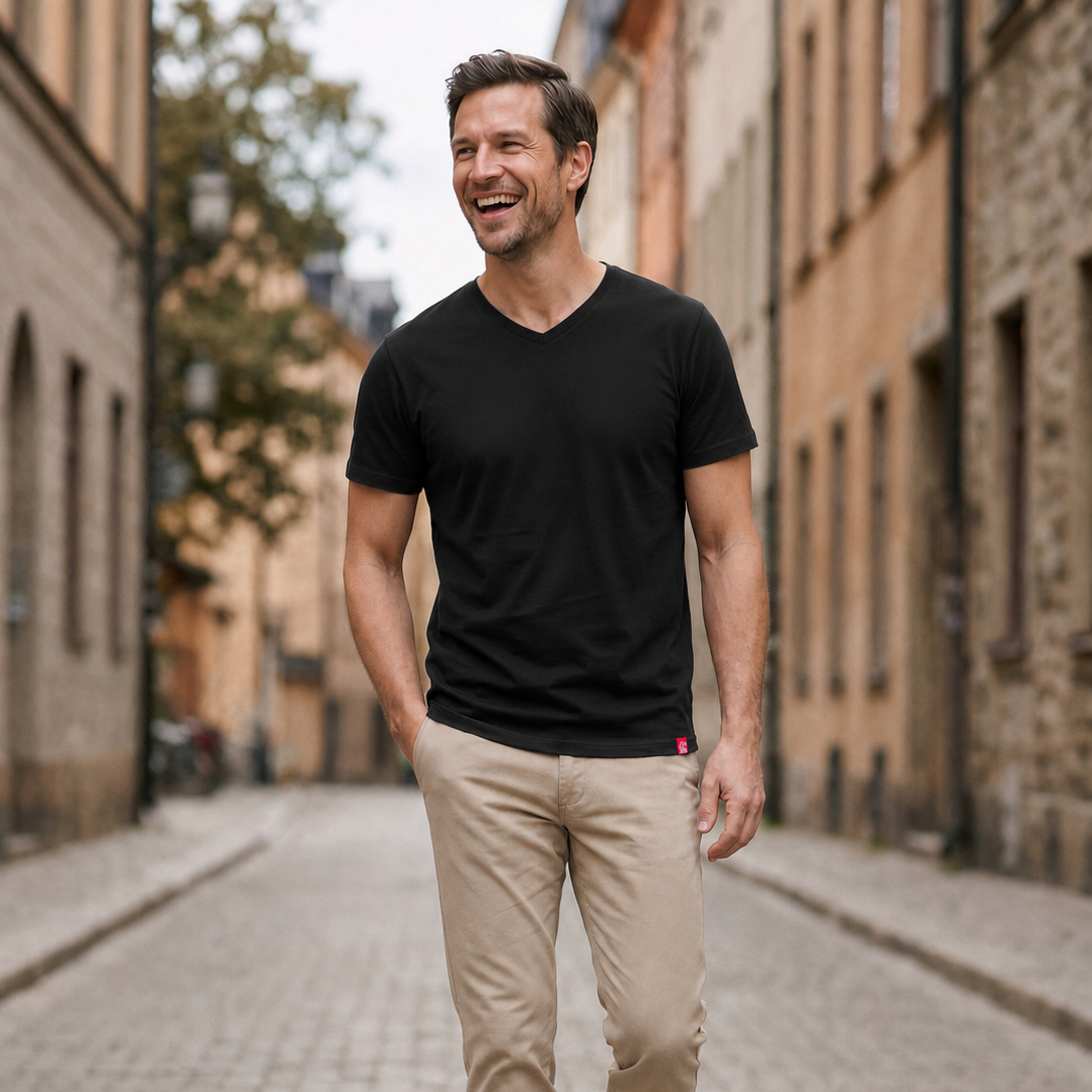 Antischweiß Herren Baumwollshirt CityZen® - V-Ausschnitt BONDY