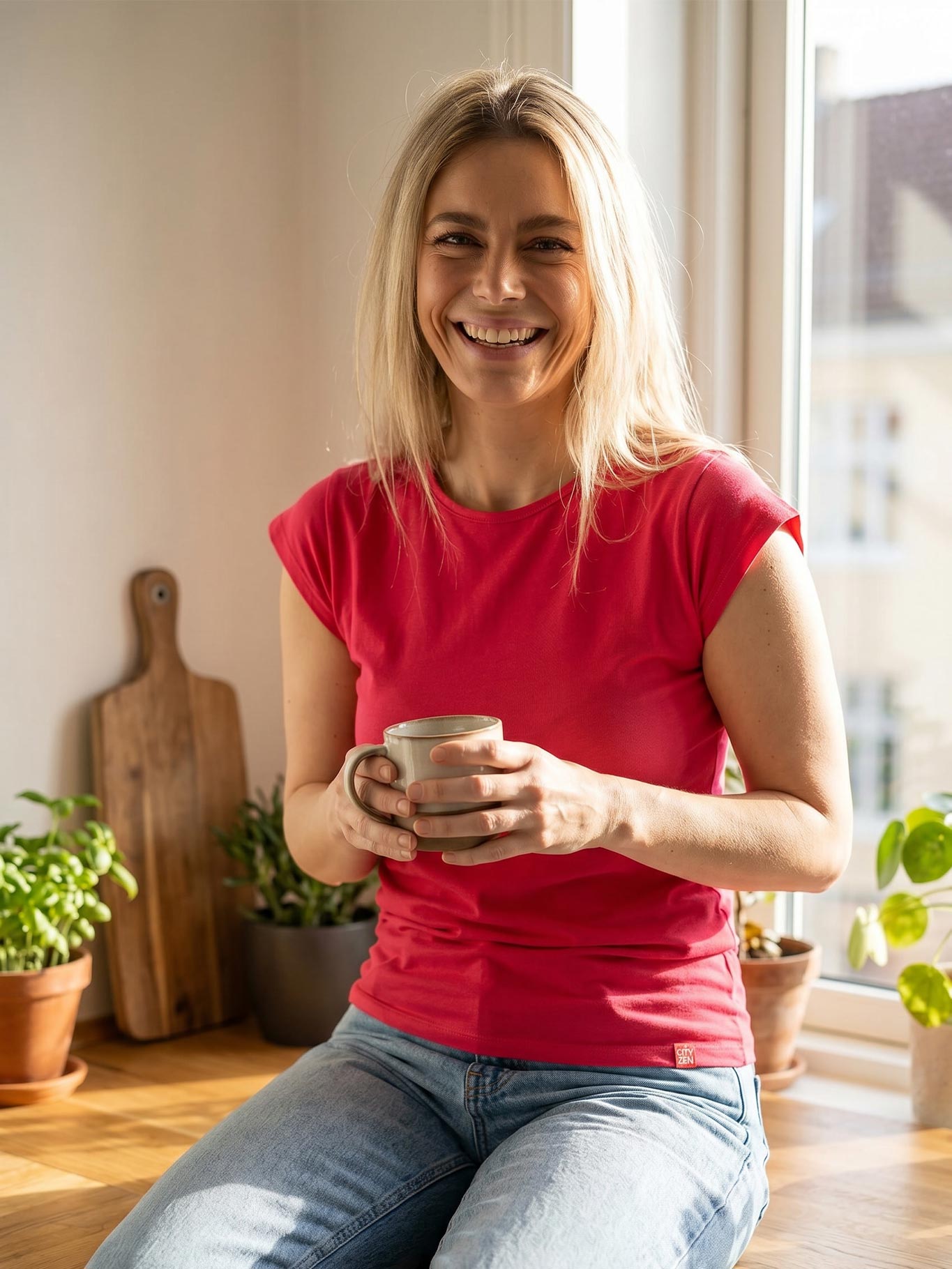 Schweißresistentes Damen Baumwollshirt CityZen® - Kimonoschnitt ALTA