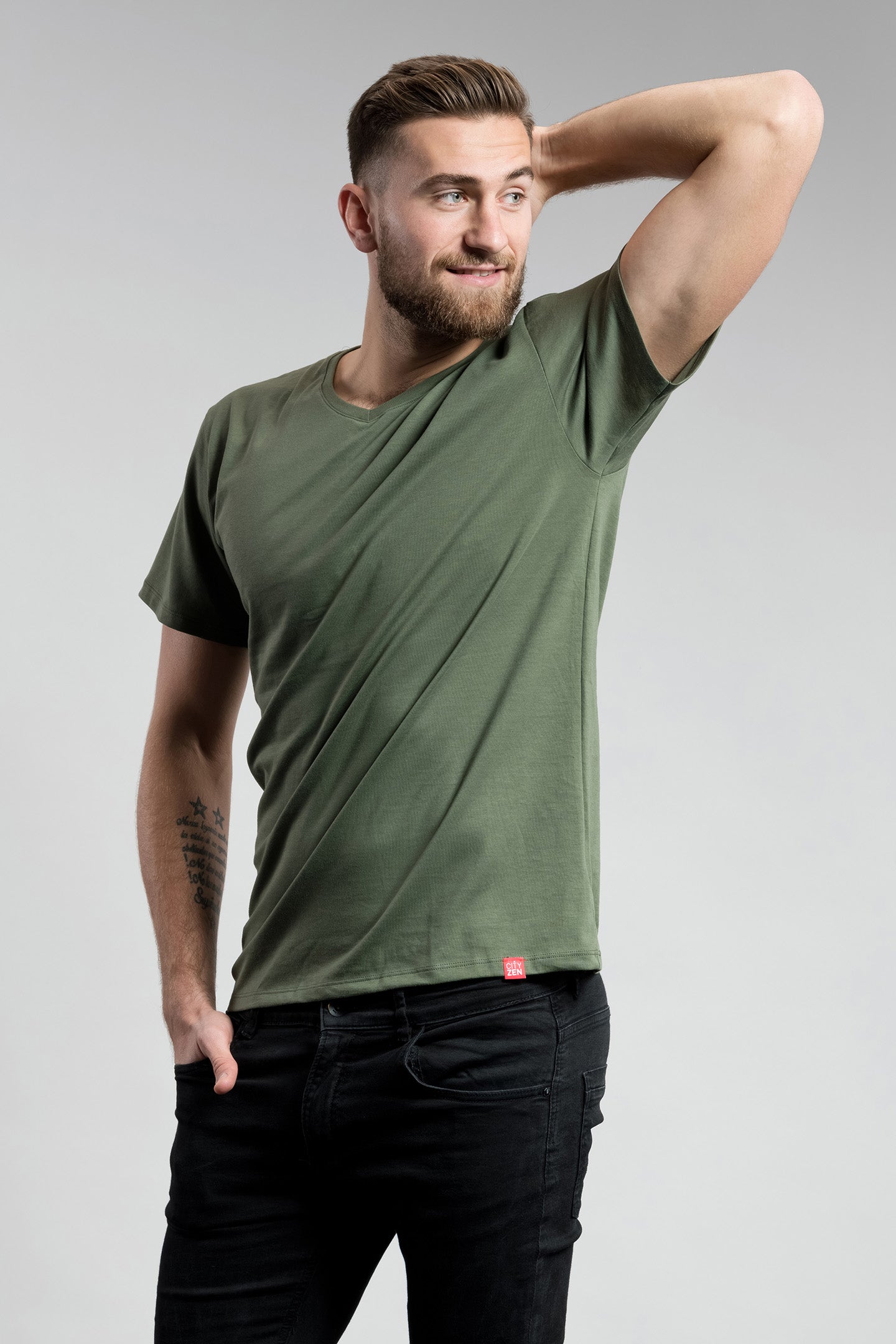 Antischweiß Herren Baumwollshirt CityZen® - V-Ausschnitt BONDY
